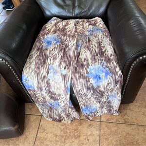 Brown and Blue Floral Pants